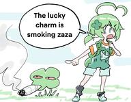 artist:sahelanthropus character:lucky_charm_(clover) meme smoking // 2048x1594 // 245KB