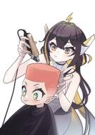 artist:sahelanthropus character:fuyo_cloverfield character:juna_unagi haircut meme // 1444x2048 // 262KB